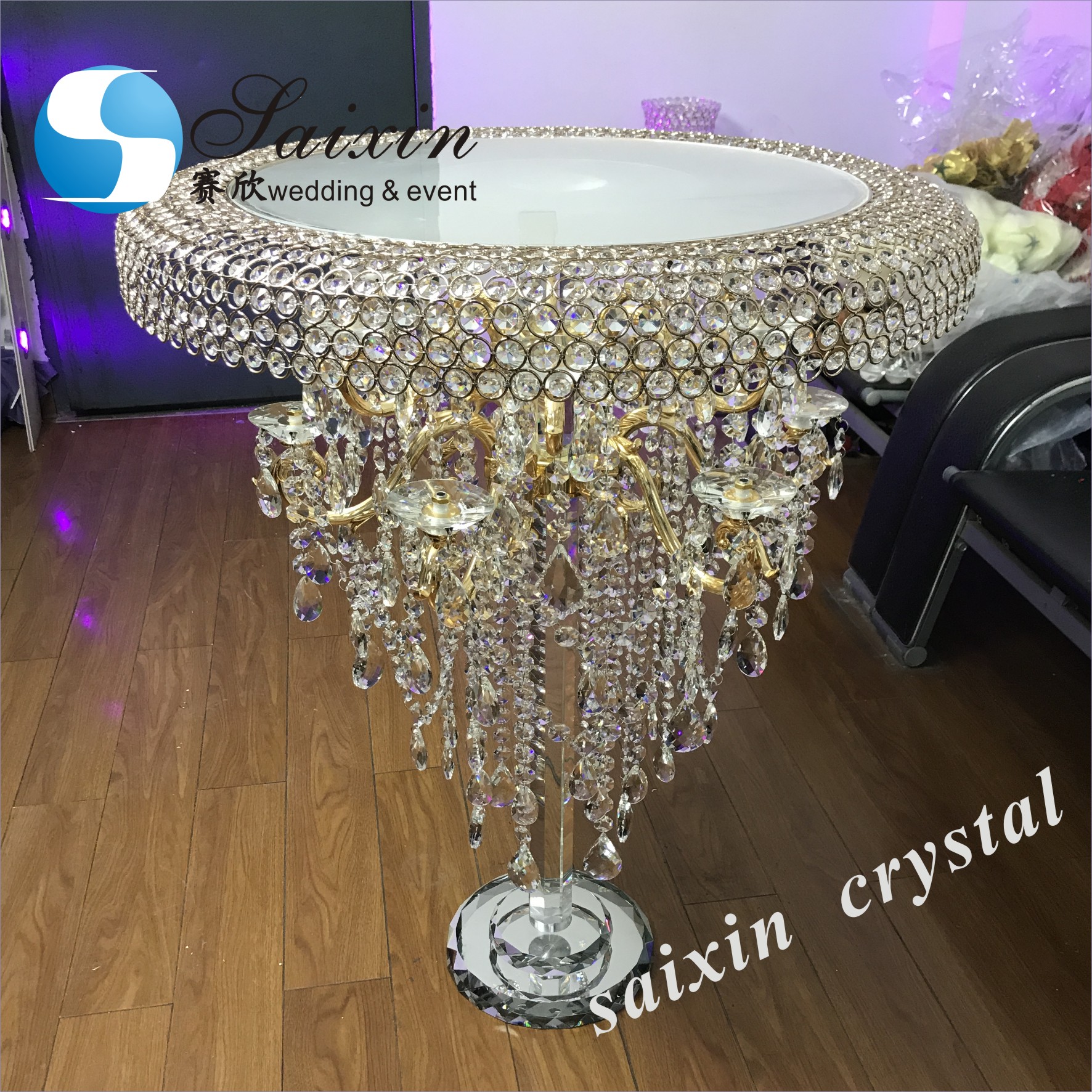 Unique gold sweetmeats acrylic stand cake table for wedding event party