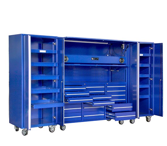 Tool Storage Cabinet Heavy Duty 18-Drawer Rolling Workbench with Ball Bearing Slide