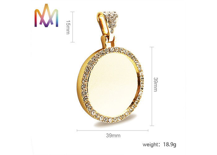 Round Photo Frame Diamond Pendant DIY Jewelry Charms