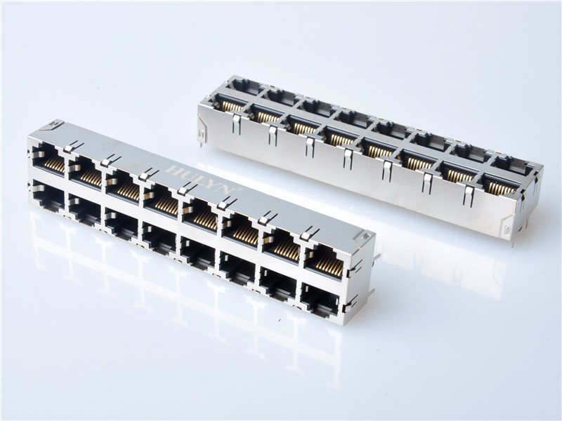 HULYN RJ45 jacks，Shielded RJ45 Modular Jack Connector, Top Entry, 2x8 Ports,RJ45 connector