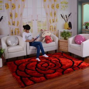 Quality Flower Polyester Shaggy Carpet Area Rug Rose design Different size carpet wholesale
