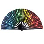 Top Quality Custom Logo Printing Rainbow Fabric Hand Fan