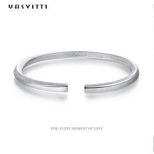 Quality 0.06m 4.5g Couple Cuff Bracelet Sterling Silver Bangle Bracelets ODM wholesale