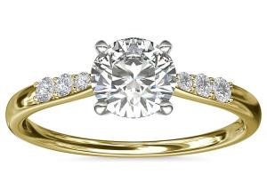Quality Round Shape 9K Silver Ring With 6MM 1.0ct White Moissanite Stone wholesale