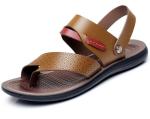 Handmade Soft Beach Sandals , Brown Mens Slip On Beach Sandals for Summer