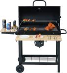 Adjustable Height Charcoal BBQ Grill Large Chicken Cooking Capacity Black