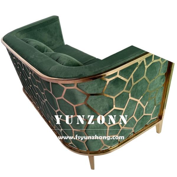Modern Gold Stainless Steel Luxury Sofa Set Furniture Living Room Green Velvet