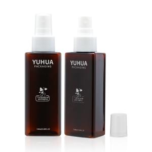 Quality Factory price wholsale 100ml plastic bottle square shape amber color design with white spray pump color cistomzed wholesale