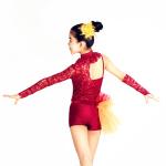 Asymmetrical Jazz Dress Costumes One Sleeve Sequin Lace Dance Leotards Spandex