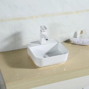 Quality Porcelain White Square Vessel Bathroom Sink Countertop Smooth 385X385X140MM wholesale