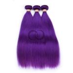 Purple Straight Remy Human Hair Bundles Sew In Weave Bundles Brazilian Bundle
