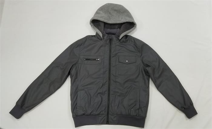 Faux Leather Padded Puffer Jacket