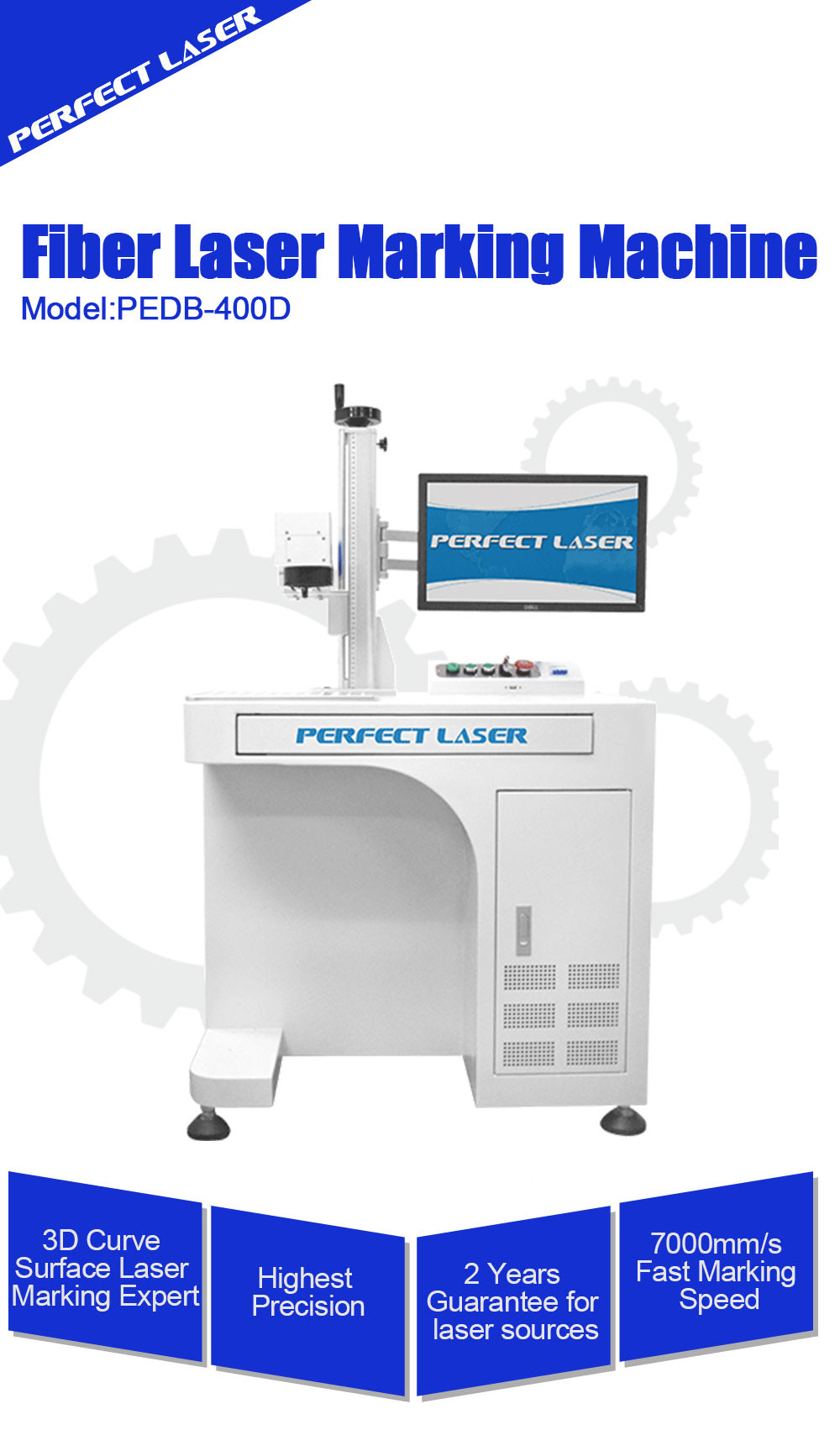 Stainless Steel Fiber Laser Engraving Machine Air Cooling 20W 30W 60W With PC