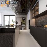 American Style Solid Wood Kitchen Cabinet with Quartz Top and MDF Door Material