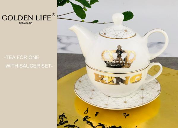 Tableware Gift Tea Coffee Set , Glazed Decal Ceramic Teapot Coffee Sevring For
