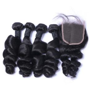 Quality Body Wave Virgin Brazilian Hair Bundles Remy Raw Middle Part Lace Closure wholesale