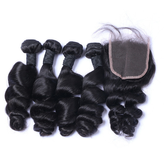 Body Wave Virgin Brazilian Hair Bundles Remy Raw Middle Part Lace Closure