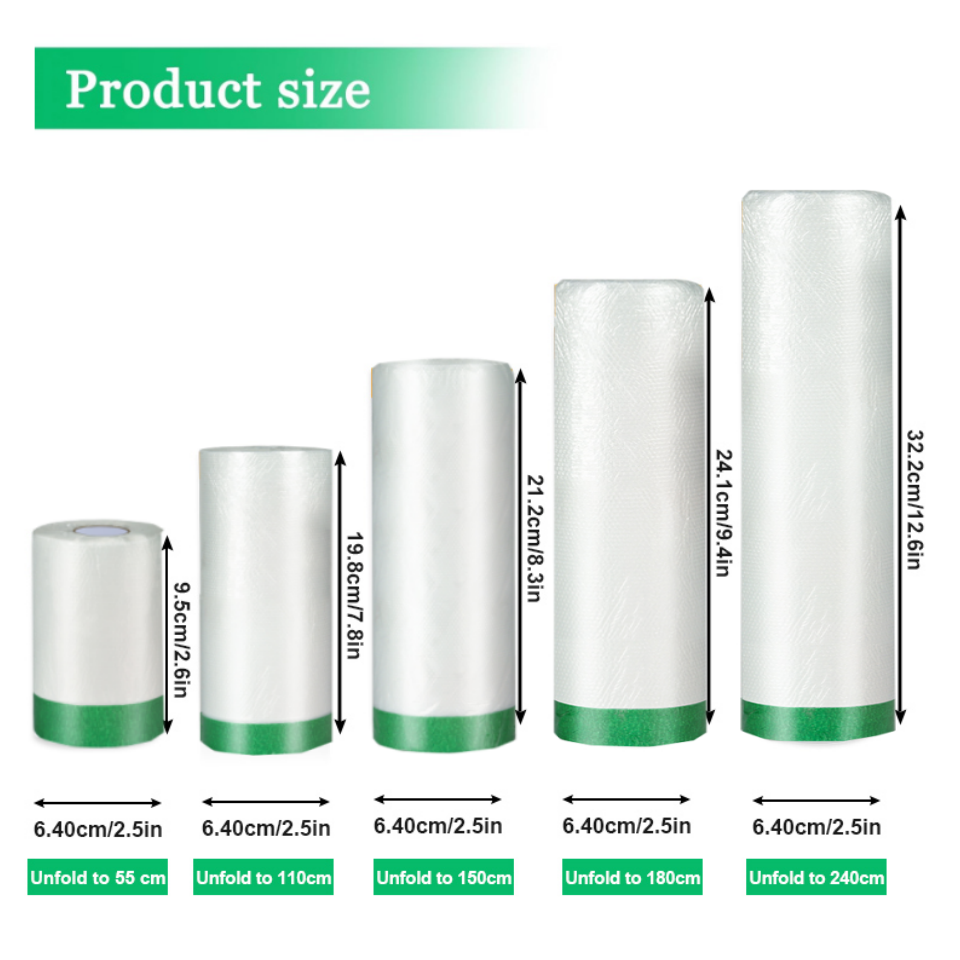 Green Taped Protective Anti Outdoor Paper Pre Taped Masking Film 16m