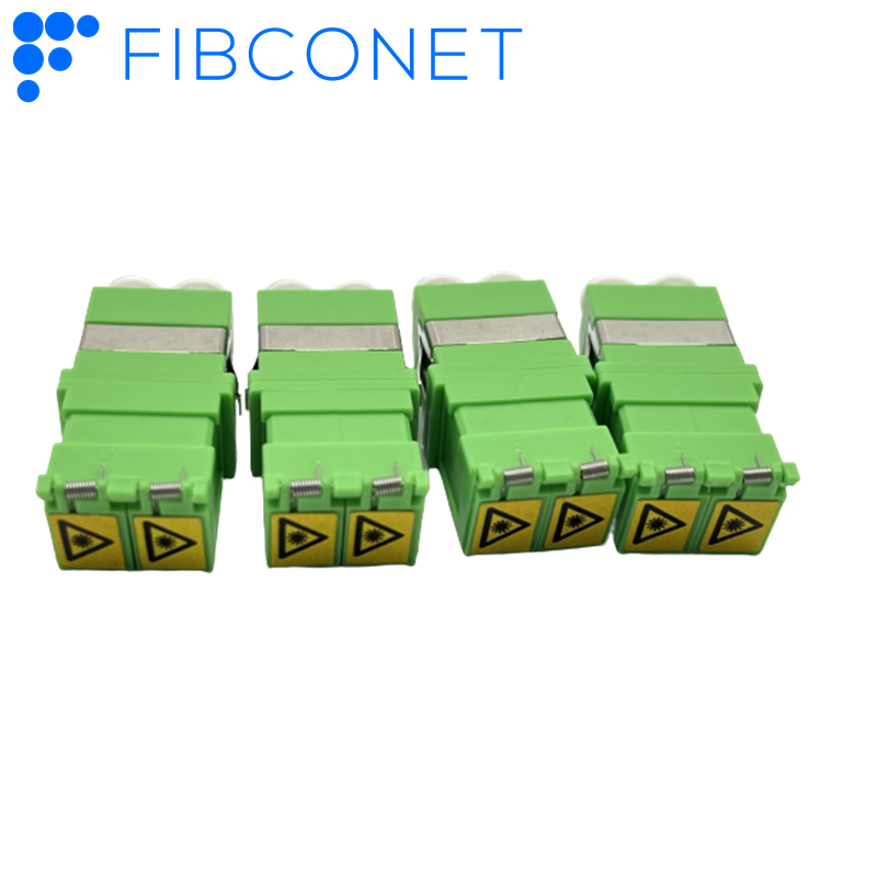 Single-Mode DX LC/APC Fiber Optic Adapter Without Flange PBT Material Quad Fiber Cores