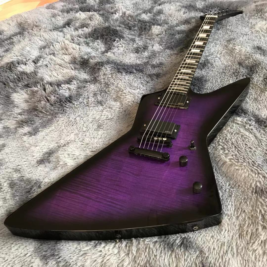 Custom Grand Flamed Maple Top Electric Guitar In Purple Color