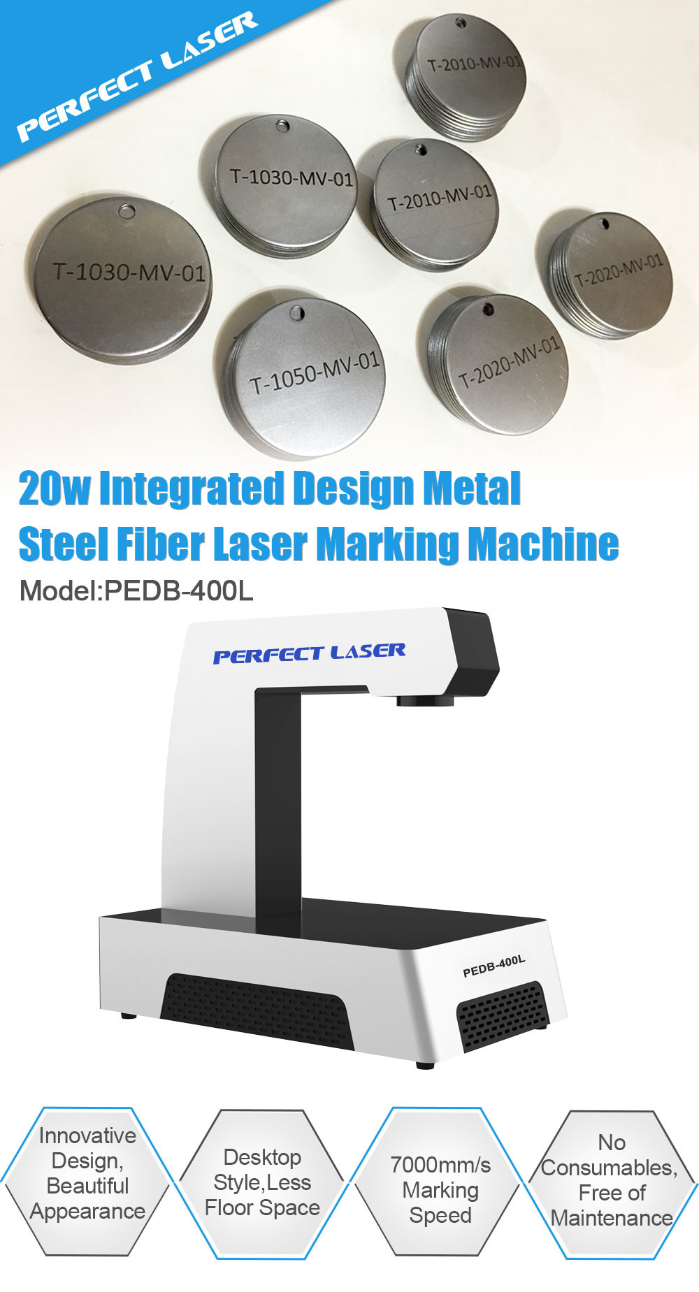 Air Cooling High Accuracy Fiber Laser Marking Machine For Automobile Parts / Laser Coding Equipment