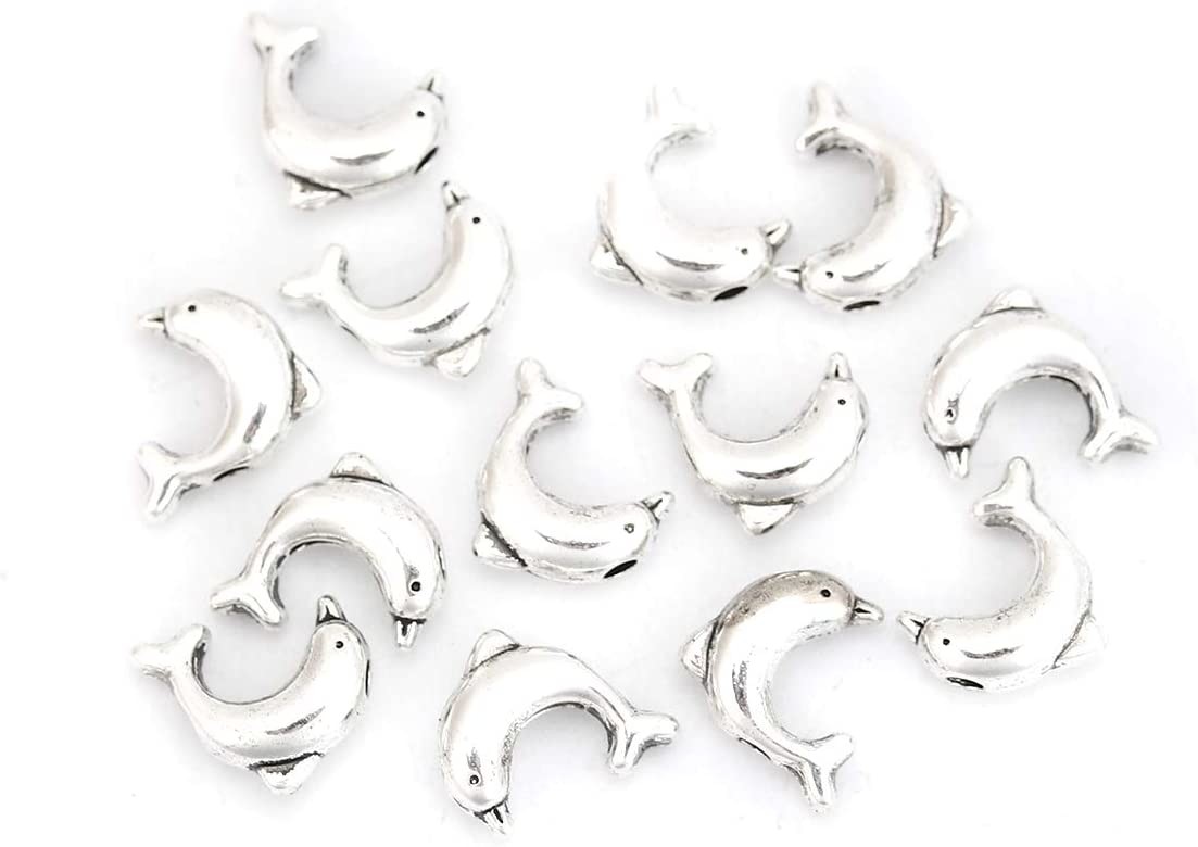 Finds Spacer Beads Dolphin Charms - 95 Pack, 10mm with 1.3mm Hole Charms for Craft and Jewelry Making Supplies