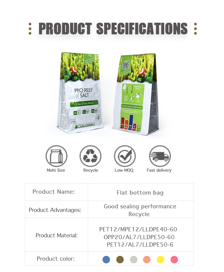 Flat Bottom Organic Fertilizer Packaging Bags Aluminum Foil