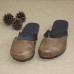 Cow Grain Leather Closed Toe Slippers Slip On Sandals Genuine Leather Shoes