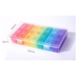 14 Day 2 Week Plastic Pill Dispenser Case For Seniors Colorful 21 Compartments