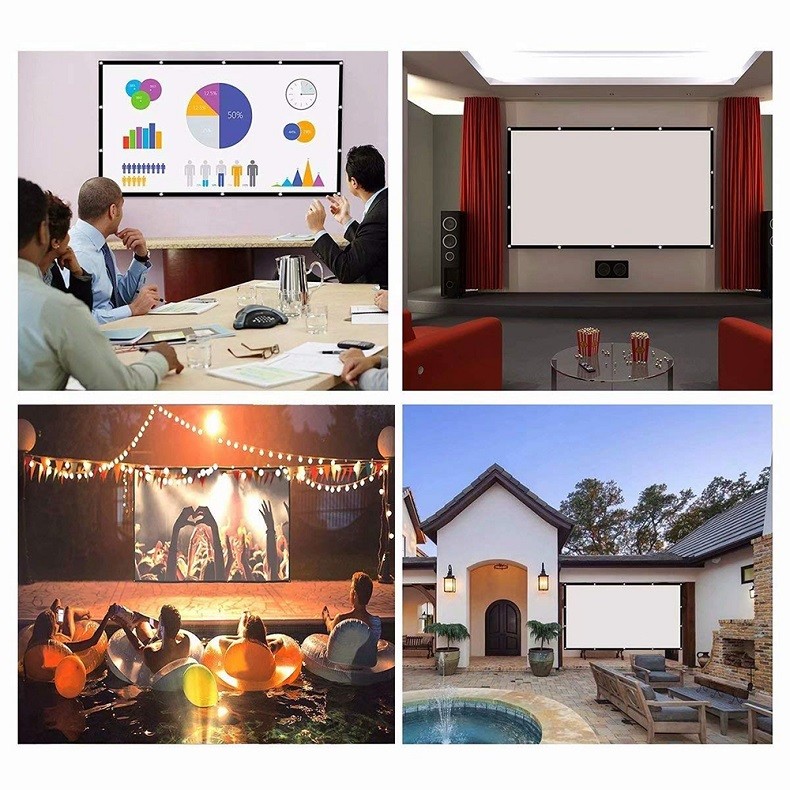 120 Inch Portable Foldable Soft Screen Spandex Customizable Projector Screen For Educational Business Anti-Wrinkle
