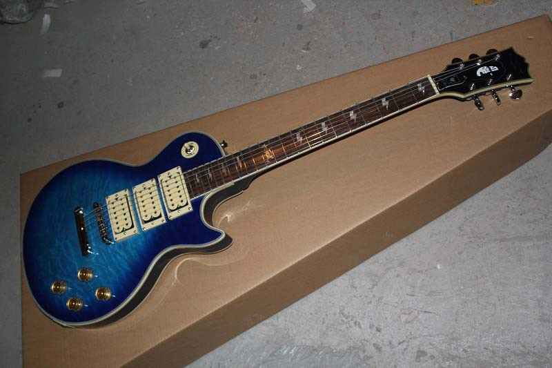 Wholesale new guitar mahogany body 3-piuckup LP Ace Frehley Signature blue electric guitar
