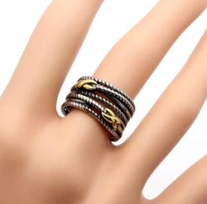 Quality Fashion Silver Gold Two -Tone Double X Crossover Women Ring (R-90) wholesale