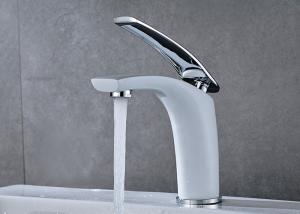 Quality ROVATE White Painting Bathroom Sink Mixer , Single Handle Bathroom Faucet Custom wholesale