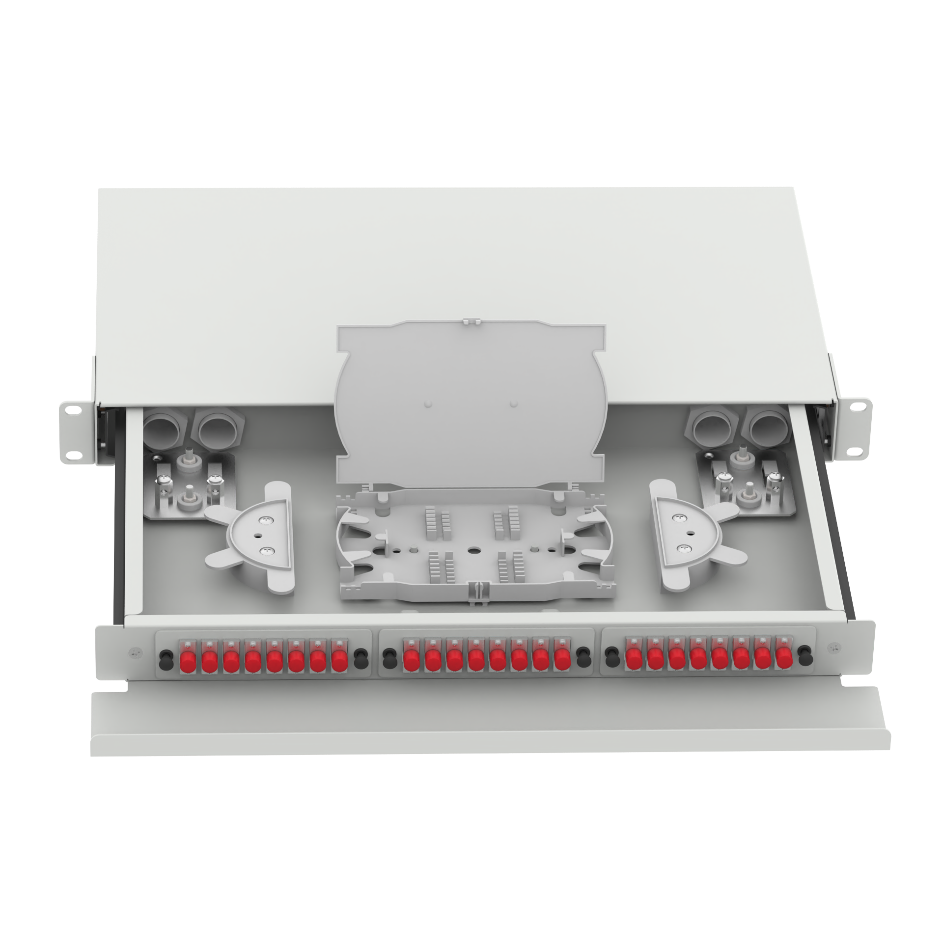 Gray 24 Port FC Type 1U Optic Fiber Distribution Patchpanel for FTTX in Data Center