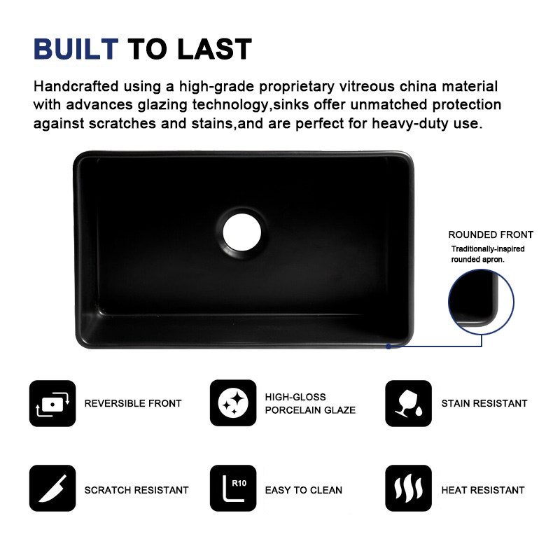 33 Inch Drop In Matte Black Bathroom Farmhouse Sink Double Bowl Kitchen