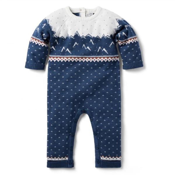 Wholesale Infant Rompers Christmas Knitted Cute Pattern Embroidery Jumpsuits
