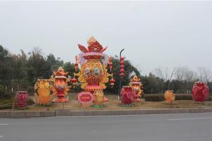 Quality Red Decorated Special Lamp Post Lantern Display On Chinese Street wholesale
