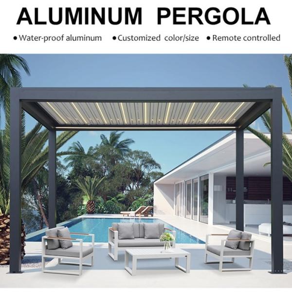 Aluminum waterproof louvered gazebo outdoor bioclimatic awning louvered system