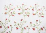 Multi Colored Floral Embroidered Lace Fabrics , Embroidery Mesh Fabric For Party