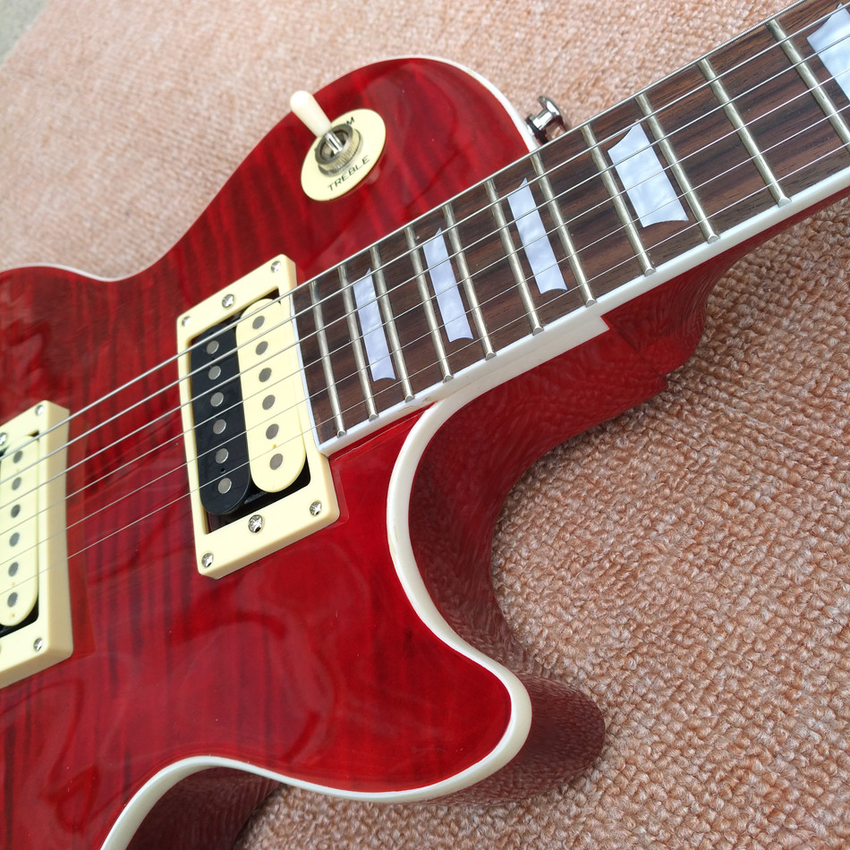 LP slash electric guitar, Flame Maple Top rosewood fingerboard electric guitar, free shipping