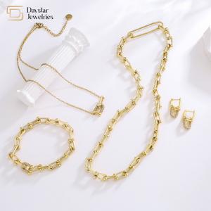 Quality 18k Gold Plated Diamond Zircon Jewelry Set Horseshoe U Geometric wholesale