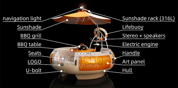12V 650W Diameter 250cm BBQ Yacht Sightseeing Boat