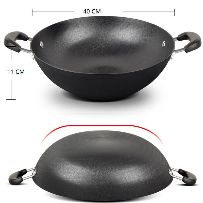 40/42cm Chinese Wok Pan Large Bottom For Easy Cooking BSCI/SGS