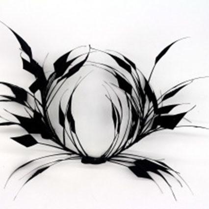 Dyed Striped Coque Feather Flower Mount with Wire Accessory Fast Shipping