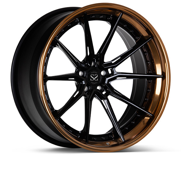 Double 2PC Audi Forged Wheels 5 Spoke With Black Machine Face 24inches