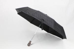 Quality 21 inch brown auto open close umbrella 3 section with human skeleton handle wholesale