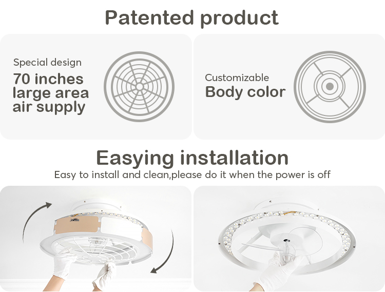 1stshine Indoor Ceiling Fan Modern Design for Low Ceilings Power Saving Natural Wind