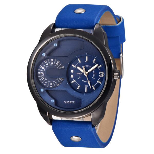 Big size Round Alloy Wrist Watch , Custom Design Metal Material Genuine Leather