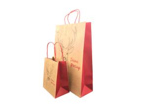 Quality Biodegradable Luxury Christmas Packaging , Brown Paper Christmas Gift Bags wholesale