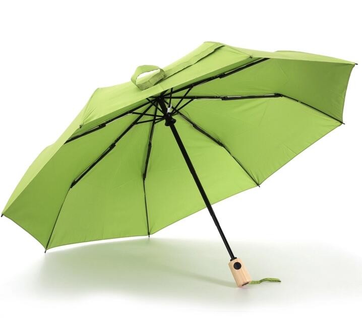 21"x8k Bamboo Handle Double fiberglass ribs Automatic Foldable Umbrella
